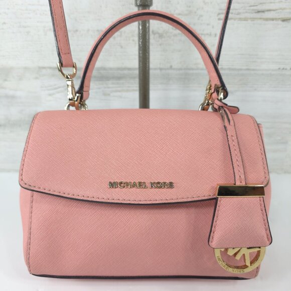 MK MICHAEL KORS AVA EXTRA SMALL CROSSBODY PINK LEATHER BAG SATCHEL PURSE *FLAWS* - Picture 2 of 16
